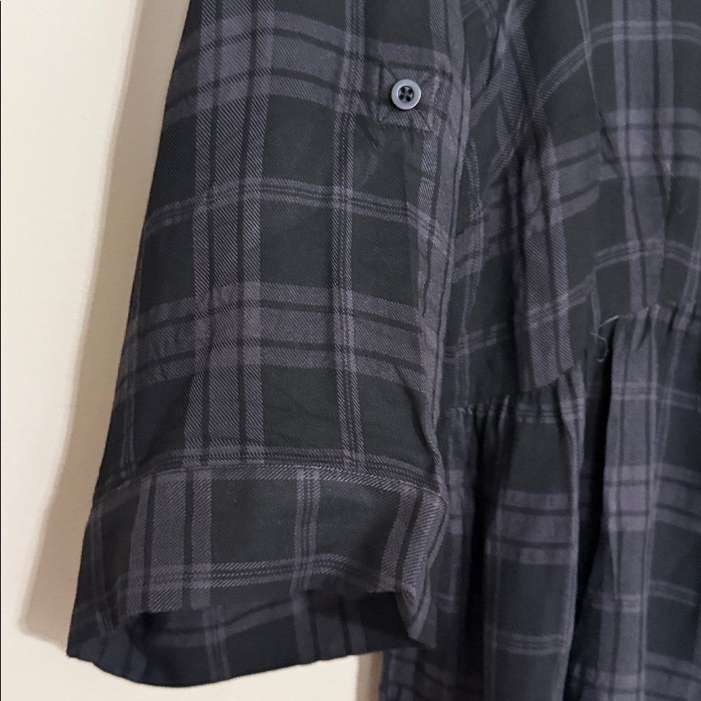 Torrid Black and Gray Plaid tunic Dress women 3X high low festival casual soft - Picture 6 of 9